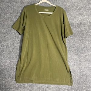 Eileen Fisher T-Shirt Small Olive Green Tunic Short Sleeve Cotton